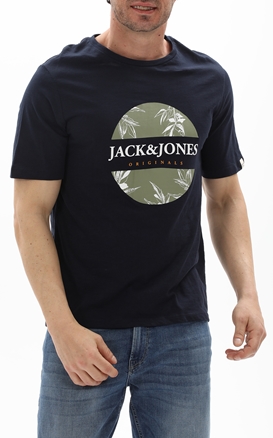 JACK & JONES-Ανδρικό t-shirt JACK & JONES 12228774 JORCRAYON BRANDING μπλε ναυτικό
